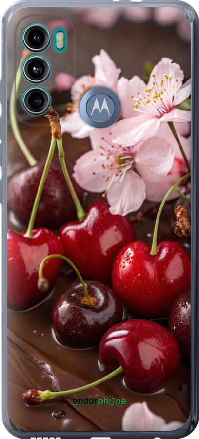 Силіконовий чехол Вишня у шоколаді для Motorola G60 - 6698u-2467 изображение 