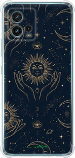 Силикон с усиленными углами чехол Celestial Harmony: Sun & Moon Gold Mystic Pattern для Motorola G72 - 6778sp-2859 изображение 