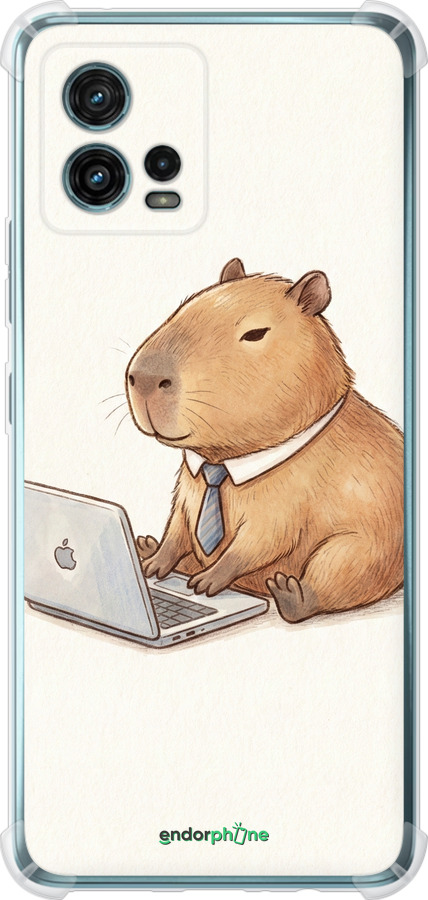 Силикон с усиленными углами чехол Funny Capybara CEO Working для Motorola G72 - 6777sp-2859 изображение 