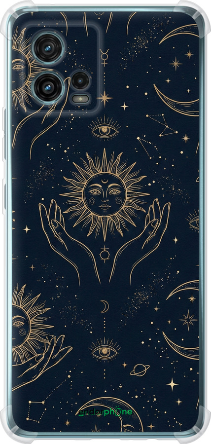 Силикон с усиленными углами чехол Celestial Harmony: Sun & Moon Gold Mystic Pattern для Motorola G72 - 6778sp-2859 изображение 