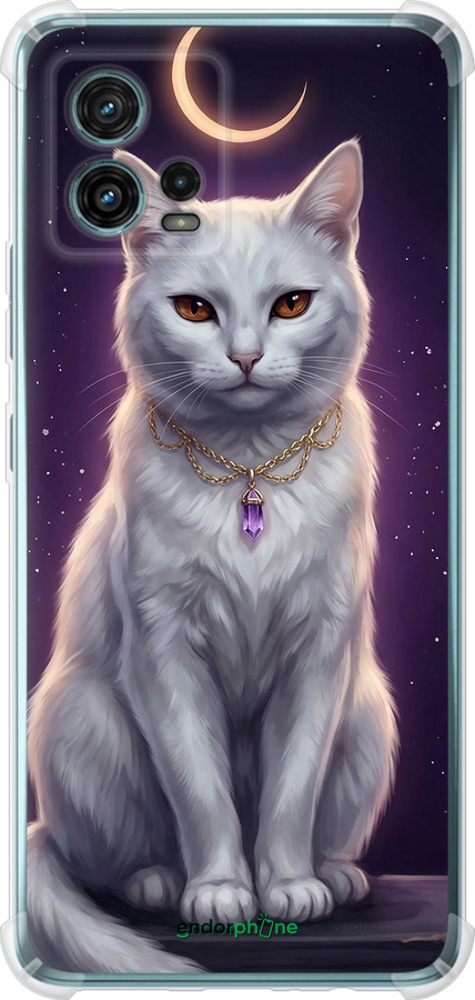 Силіконовий протиударний с посиленими кутами чехол Mystic White Cat Gothic Dark Purple Gold для Motorola G72 - 6805sp-2859 изображение 