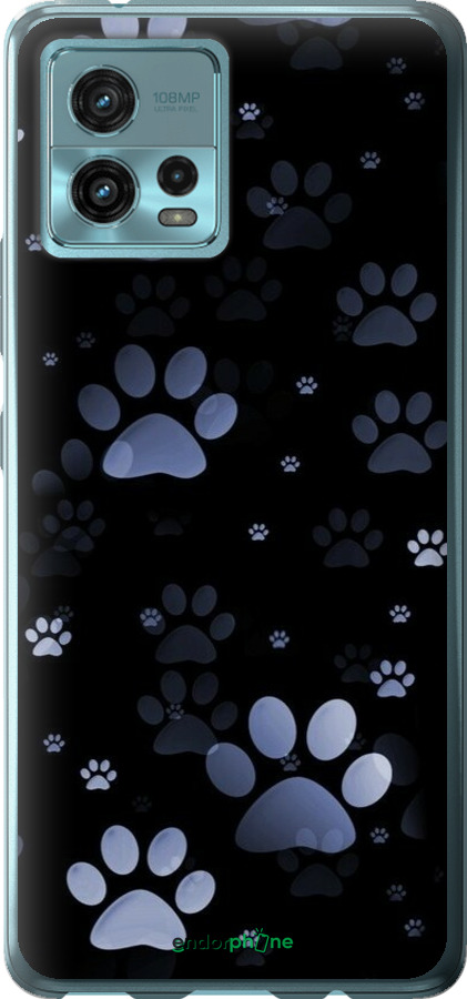 Силиконовый чехол С синими отпечатками лап для Motorola G72 - 6441u-2859 изображение 