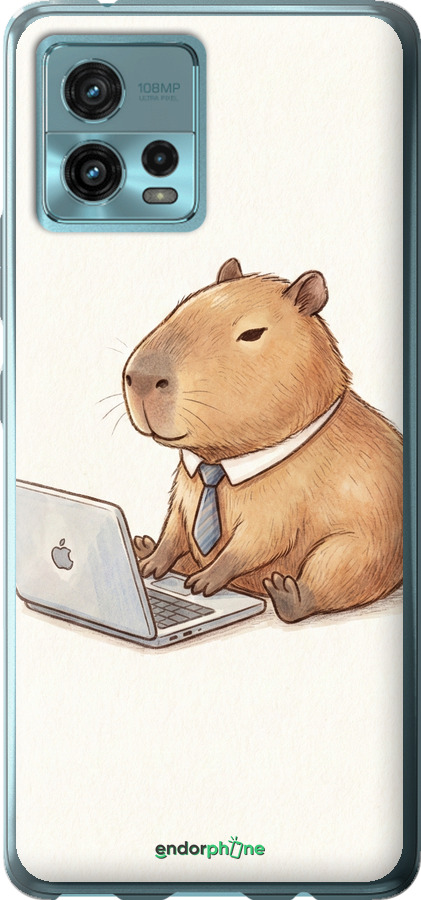 Силиконовый чехол Funny Capybara CEO Working для Motorola G72 - 6777u-2859 изображение 