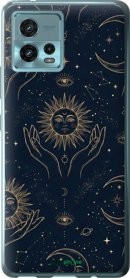 Силиконовый чехол Celestial Harmony: Sun & Moon Gold Mystic Pattern для Motorola G72 - 6778u-2859 изображение 