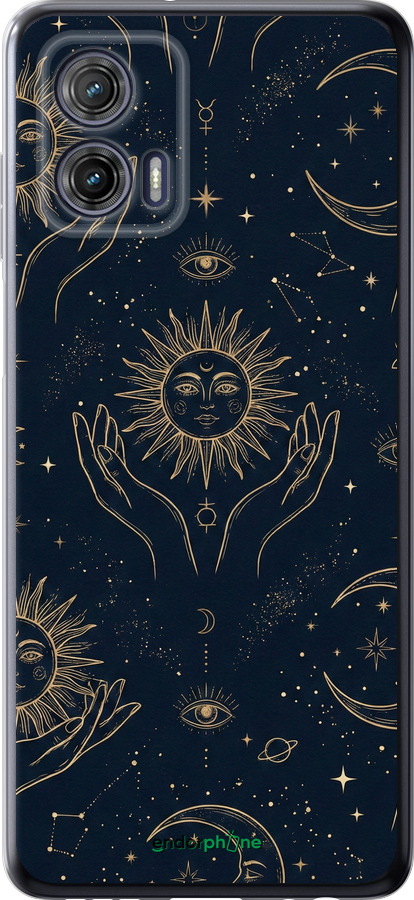 Силиконовый чехол Celestial Harmony: Sun & Moon Gold Mystic Pattern для Motorola G73 - 6778u-3196 изображение 