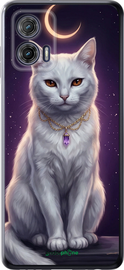 Силиконовый чехол Mystic White Cat Gothic Dark Purple Gold для Motorola G73 - 6805u-3196 изображение 