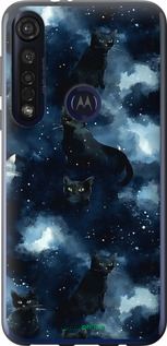 Силіконовий чехол Зображення котиків з темною аквареллю для Motorola G8 Plus - 6521u-1837 изображение 