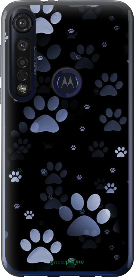 Силіконовий чехол З синіми відбитками лап для Motorola G8 Plus - 6441u-1837 изображение 