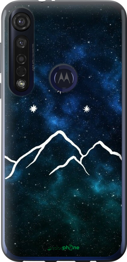 Силиконовый чехол Горы и звезды нарисованы на фоне галактики для Motorola G8 Plus - 6490u-1837 изображение 