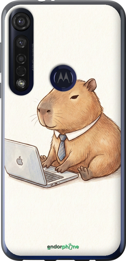 Силиконовый чехол Funny Capybara CEO Working для Motorola G8 Plus - 6777u-1837 изображение 