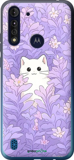 Силиконовый чехол Котик в цветах для Motorola G8 Power Lite - 6390u-2032 изображение 