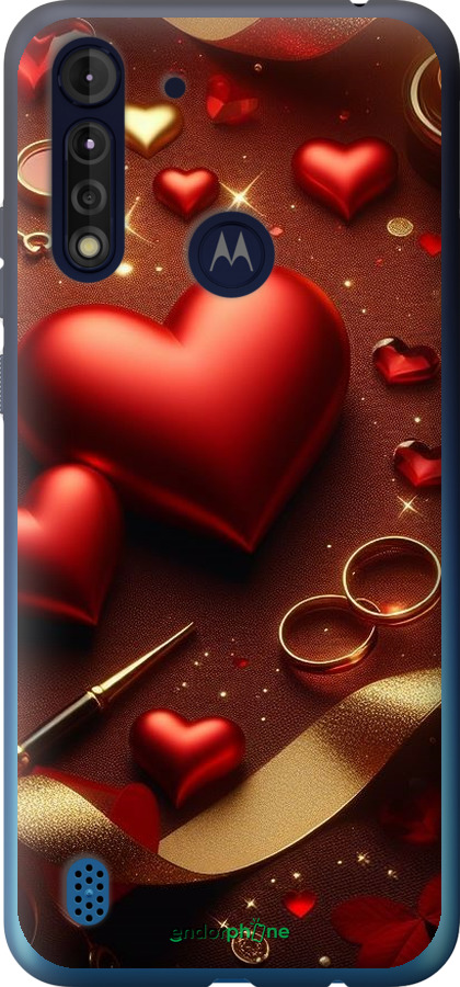 Силиконовый чехол Сердечки v3 для Motorola G8 Power Lite - 5833u-2032 изображение 