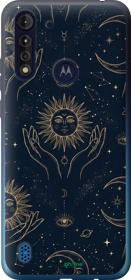 Силиконовый чехол Celestial Harmony: Sun & Moon Gold Mystic Pattern для Motorola G8 Power Lite - 6778u-2032 изображение 