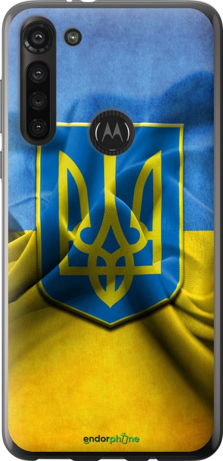 

Силіконовий чохол "Прапор та герб України" для Motorola G8 Power, Блакитний