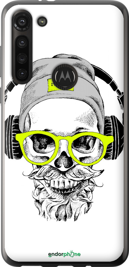 Силіконовий чехол Череп в окулярах і навушниках для Motorola G8 Power - 4144u-1940 изображение 