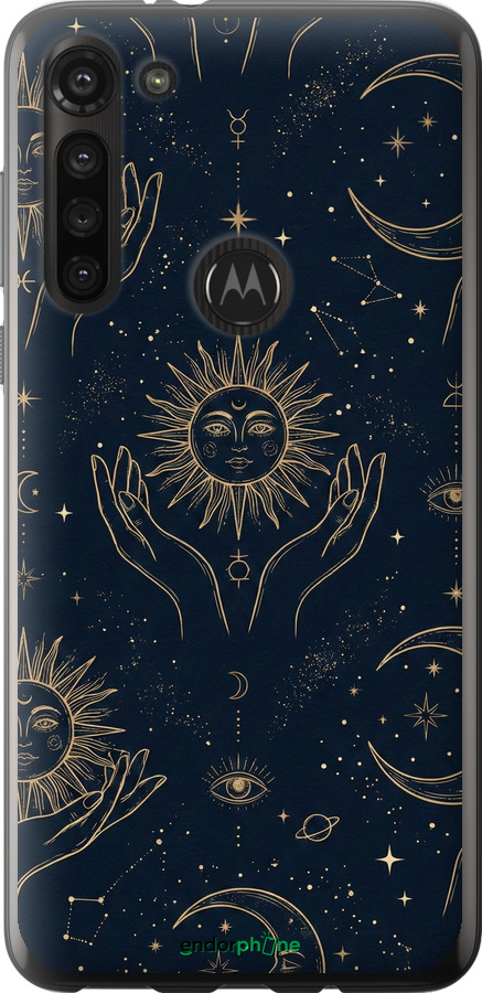 Силиконовый чехол Celestial Harmony: Sun & Moon Gold Mystic Pattern для Motorola G8 Power - 6778u-1940 изображение 