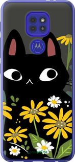 Силиконовый чехол Черный кот с цветами для Motorola G9 Play - 6448u-2105 изображение 
