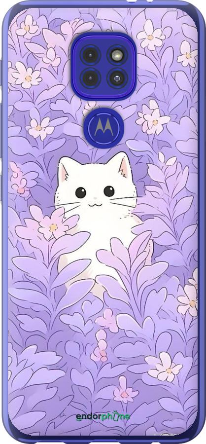 Силиконовый чехол Котик в цветах для Motorola G9 Play - 6390u-2105 изображение 