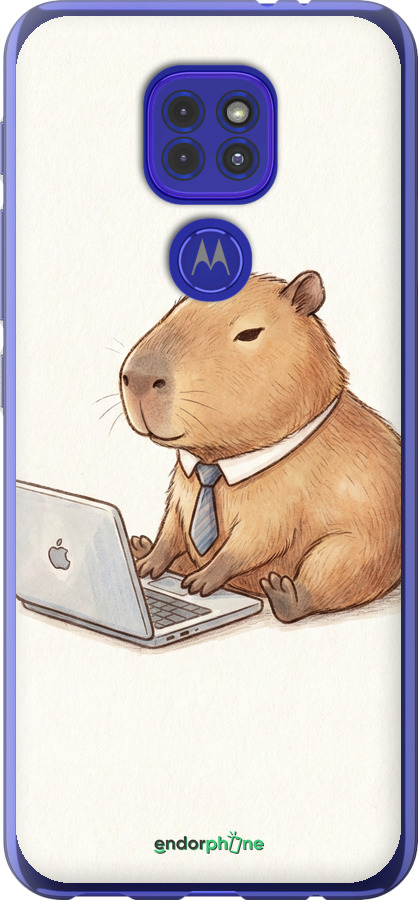 Силиконовый чехол Funny Capybara CEO Working для Motorola G9 Play - 6777u-2105 изображение 