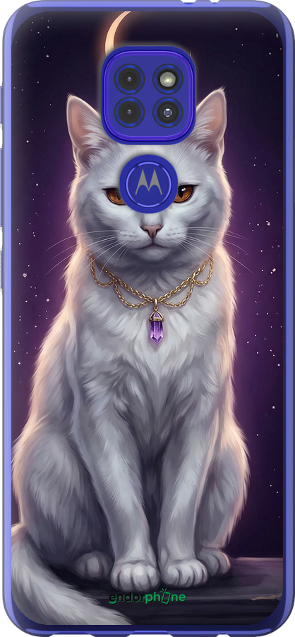 Силиконовый чехол Mystic White Cat Gothic Dark Purple Gold для Motorola G9 Play - 6805u-2105 изображение 