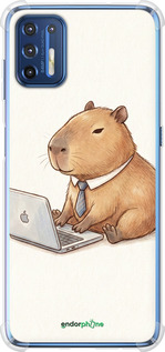 Силикон с усиленными углами чехол Funny Capybara CEO Working для Motorola G9 Plus - 6777sp-2104 изображение 