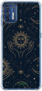Силикон с усиленными углами чехол Celestial Harmony: Sun & Moon Gold Mystic Pattern для Motorola G9 Plus - 6778sp-2104 изображение 