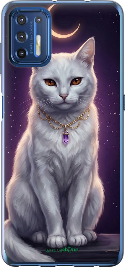 Силіконовий чехол Mystic White Cat Gothic Dark Purple Gold для Motorola G9 Plus - 6805u-2104 изображение 