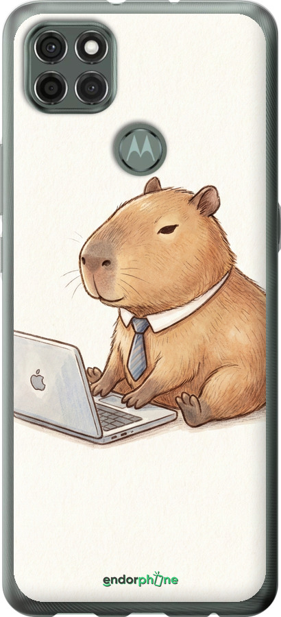 Силиконовый чехол Funny Capybara CEO Working для Motorola G9 Power - 6777u-2229 изображение 