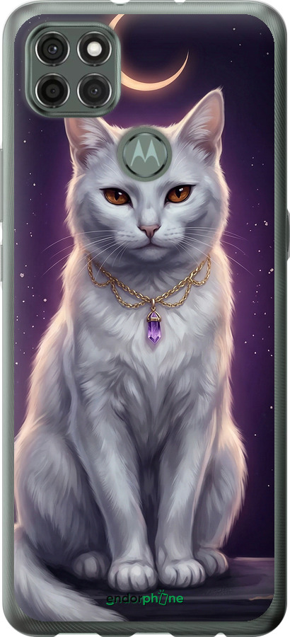 Силиконовый чехол Mystic White Cat Gothic Dark Purple Gold для Motorola G9 Power - 6805u-2229 изображение 