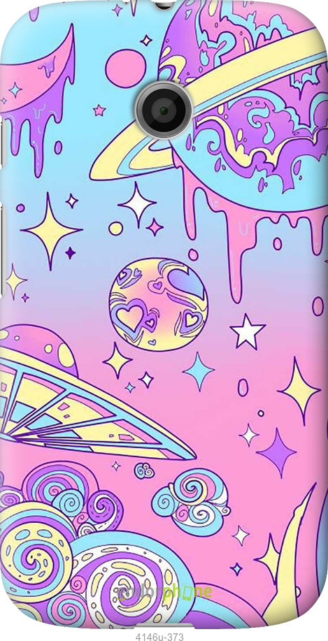 Силиконовый чехол Розовая галактика для Motorola Moto E - 4146u-373 изображение 