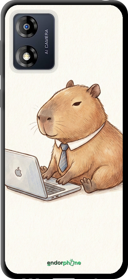 TPU чехол Funny Capybara CEO Working для Motorola Moto E13 - 6777b-3053 изображение 