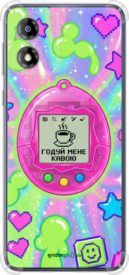 Силикон с усиленными углами чехол Y2K Aesthetic Retro Pet: Годуй мене кавою для Motorola Moto E13 - 6784sp-3053 изображение 