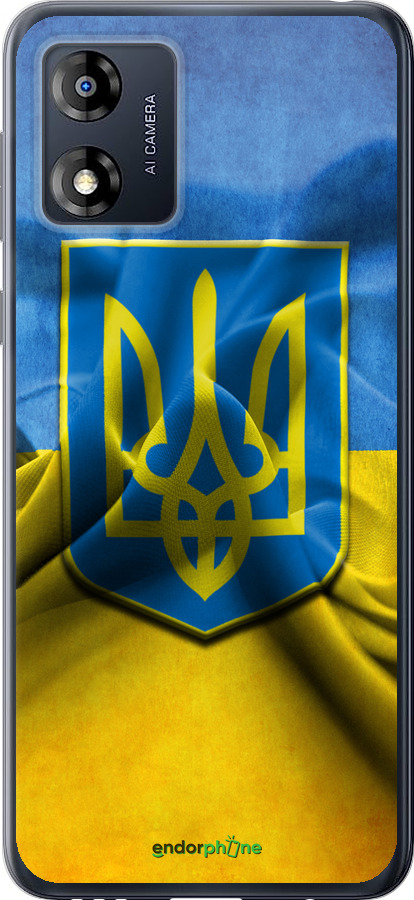 

Силіконовий чохол "Прапор та герб України" для Motorola Moto E13, Блакитний