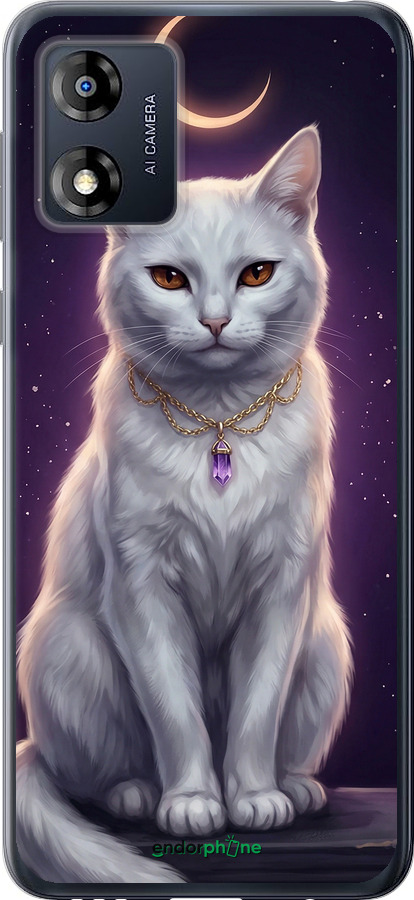 Силиконовый чехол Mystic White Cat Gothic Dark Purple Gold для Motorola Moto E13 - 6805u-3053 изображение 