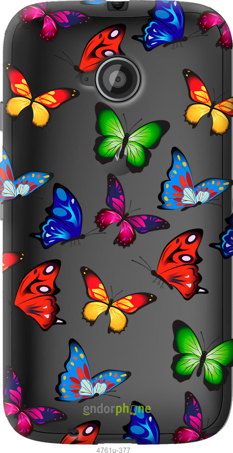 Силиконовый чехол Красочные мотыльки для Motorola Moto E2 - 4761u-377 изображение 