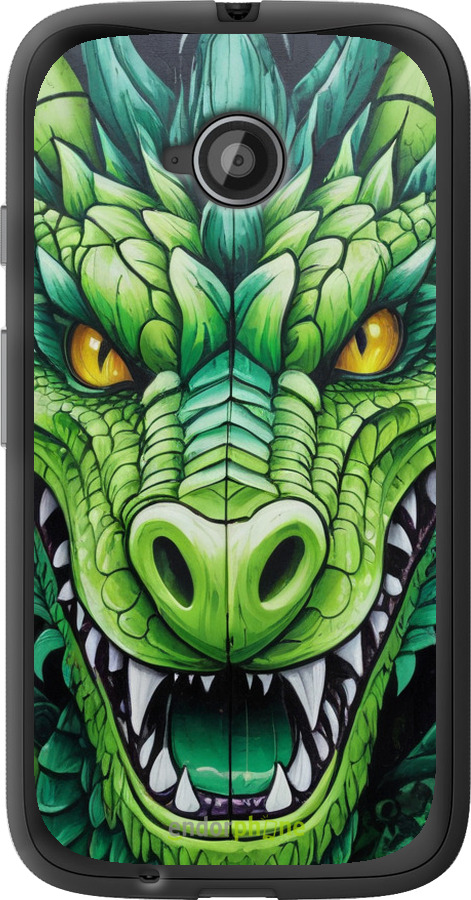 Силиконовый чехол Зелёный дракон для Motorola Moto E2 - 5816u-377 изображение 