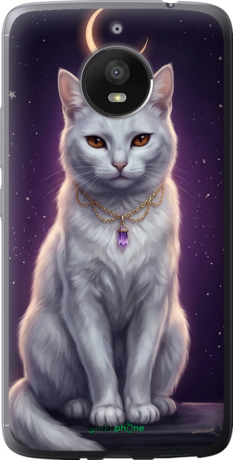 Силиконовый чехол Mystic White Cat Gothic Dark Purple Gold для Motorola Moto E4 Plus - 6805u-1000 изображение 