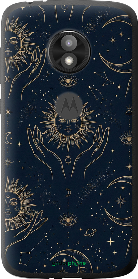 Силиконовый чехол Celestial Harmony: Sun & Moon Gold Mystic Pattern для Motorola Moto E5 Play - 6778u-1429 изображение 