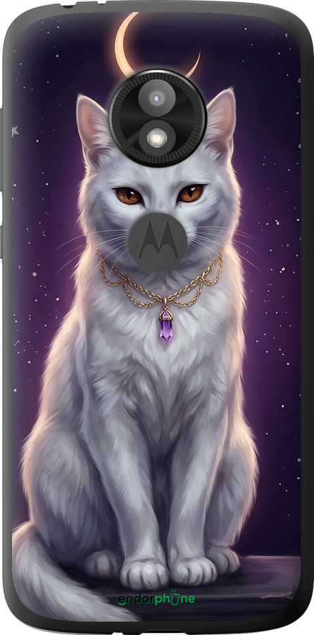 Силиконовый чехол Mystic White Cat Gothic Dark Purple Gold для Motorola Moto E5 Play - 6805u-1429 изображение 