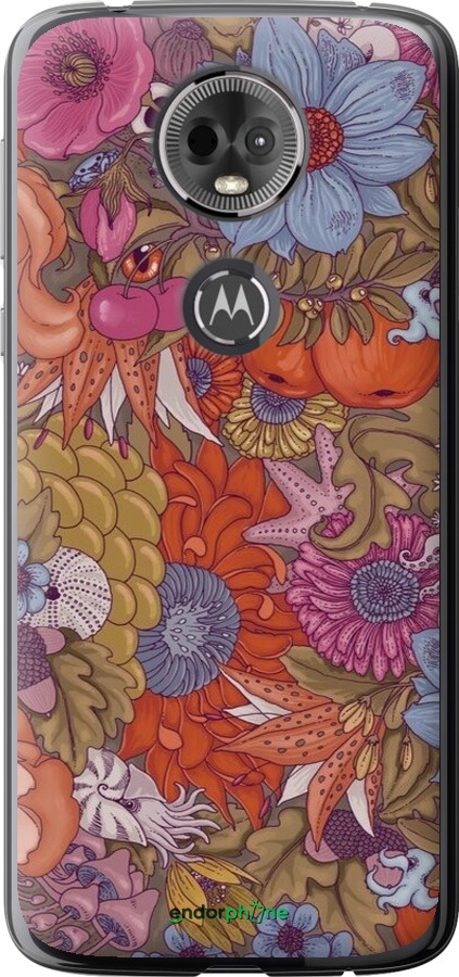 Силиконовый чехол Абстрактные цветы для Motorola Moto E5 Plus - 6526u-1412 изображение 