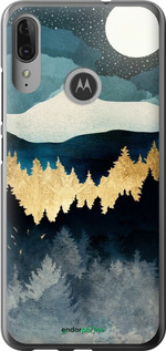 Силіконовий чехол Нічний краєвид з лісом та горами для Motorola Moto E6 Plus - 6493u-1780 изображение 