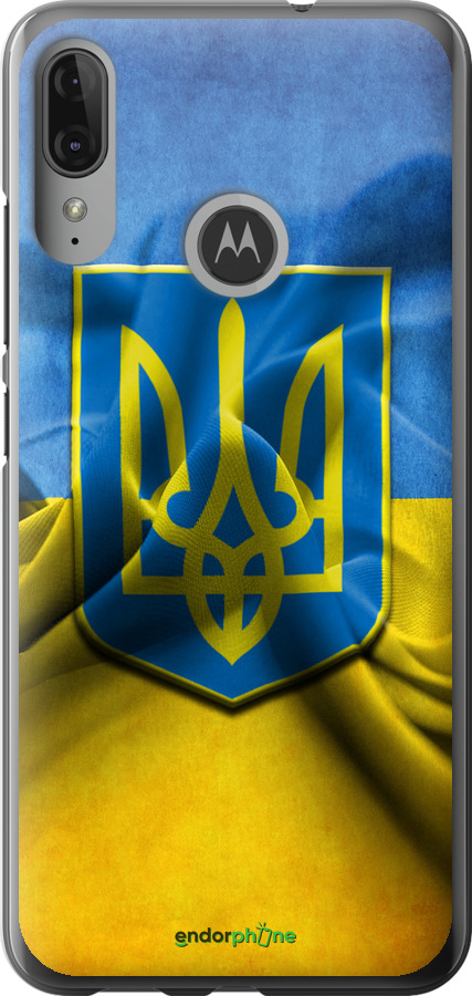 

Силіконовий чохол "Прапор та герб України" для Motorola Moto E6 Plus, Блакитний