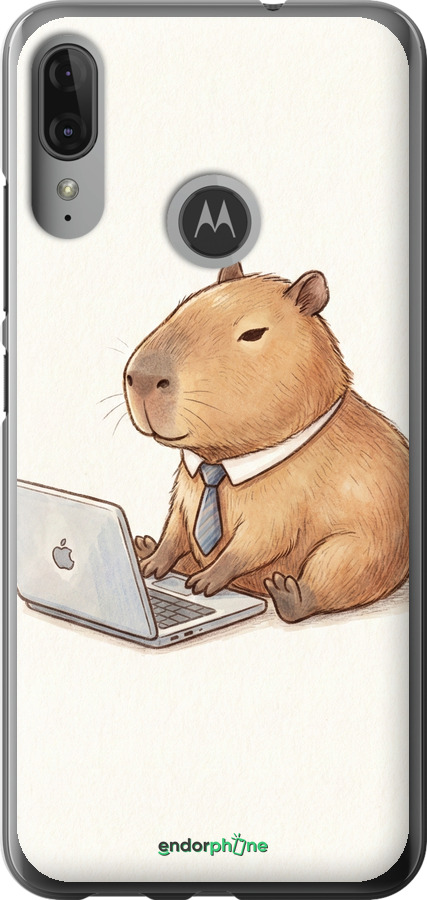 Силиконовый чехол Funny Capybara CEO Working для Motorola Moto E6 Plus - 6777u-1780 изображение 
