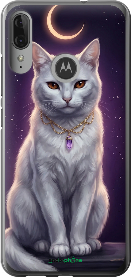 Силіконовий чехол Mystic White Cat Gothic Dark Purple Gold для Motorola Moto E6 Plus - 6805u-1780 изображение 