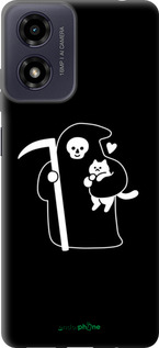 TPU чехол Мінімалістичний арт: смерть та кішка для Motorola Moto E14 - 6529b-3848 изображение 