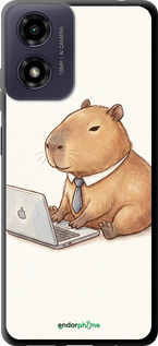 TPU чехол Funny Capybara CEO Working для Motorola Moto E14 - 6777b-3848 изображение 