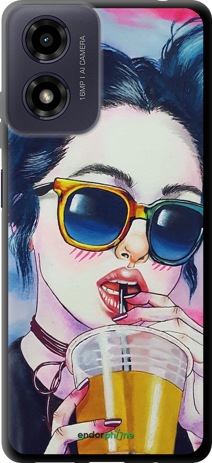 TPU чехол Арт-дівчина в окулярах для Motorola Moto G04 - 3994b-3747 изображение 