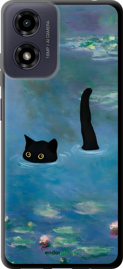 TPU чехол Із зображенням кота та водяної лілії Monet для Motorola Moto E14 - 6519b-3848 изображение 