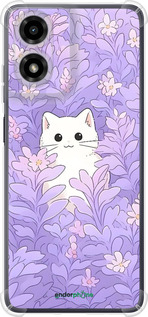 Силіконовий протиударний с посиленими кутами чехол Котик в цветах для Motorola Moto G24 - 6390sp-3659 изображение 