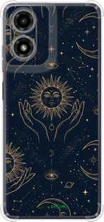 Силикон с усиленными углами чехол Celestial Harmony: Sun & Moon Gold Mystic Pattern для Motorola Moto G24 - 6778sp-3659 изображение 